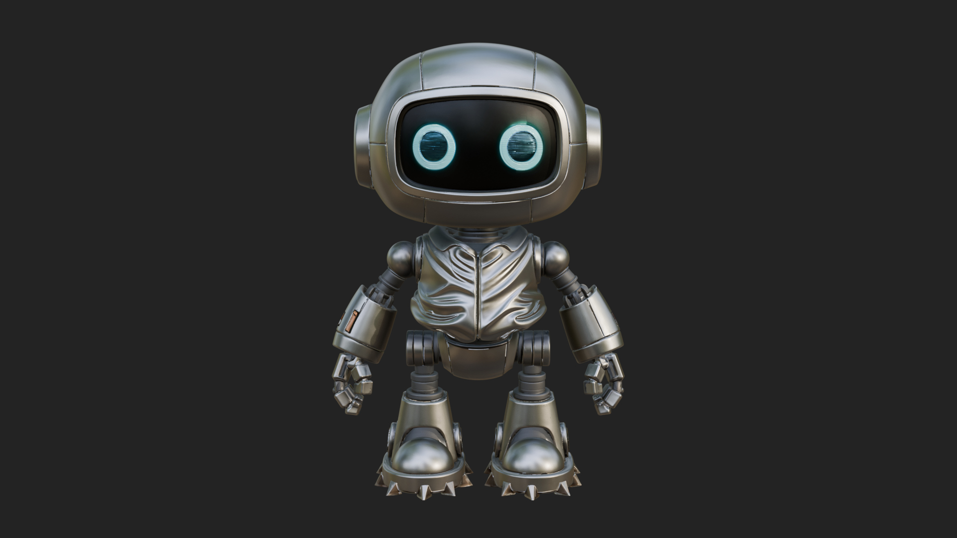 Chibi Round Head Robot Statue Design 3 3D Print Model 3D Model