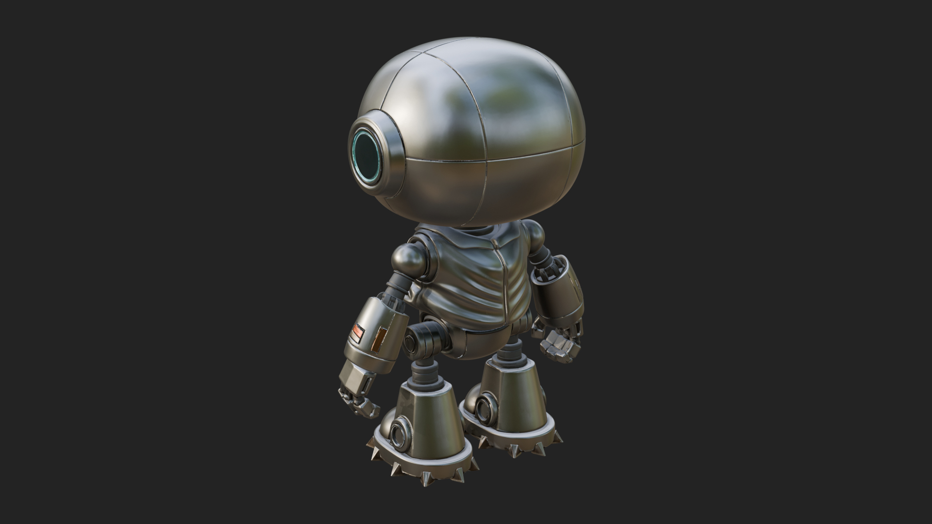 Chibi Round Head Robot Statue Design 3 3D Print Model 3D Model