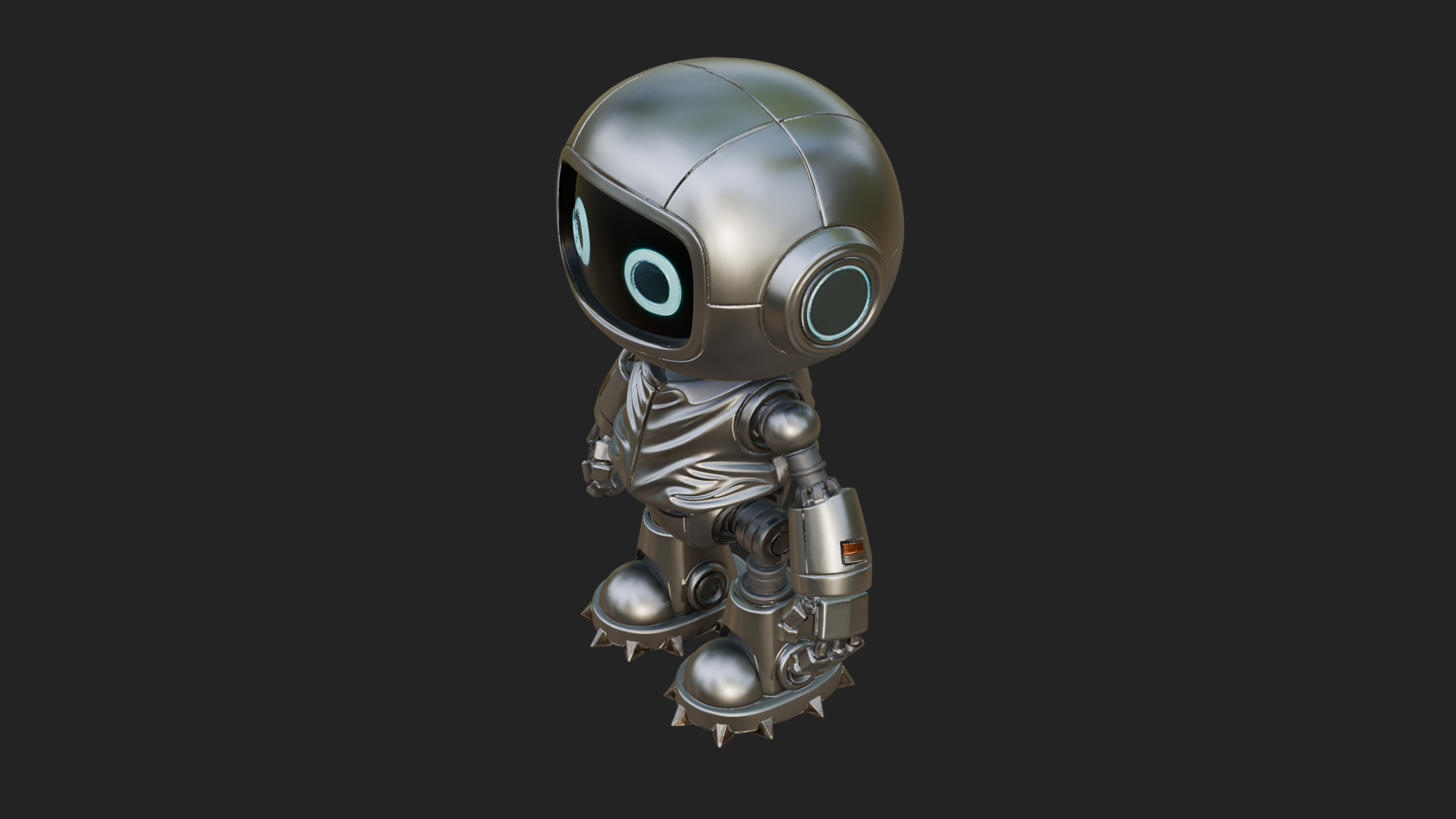 Chibi Round Head Robot Statue Design 3 3D Print Model 3D Model