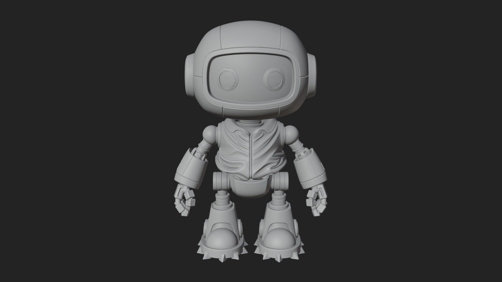 Chibi Round Head Robot Statue Design 3 3D Print Model 3D Model