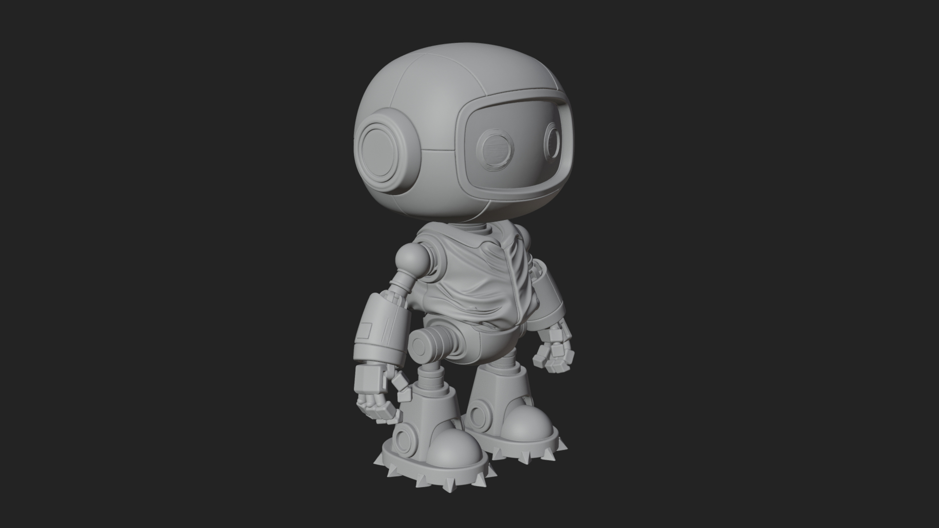 Chibi Round Head Robot Statue Design 3 3D Print Model 3D Model