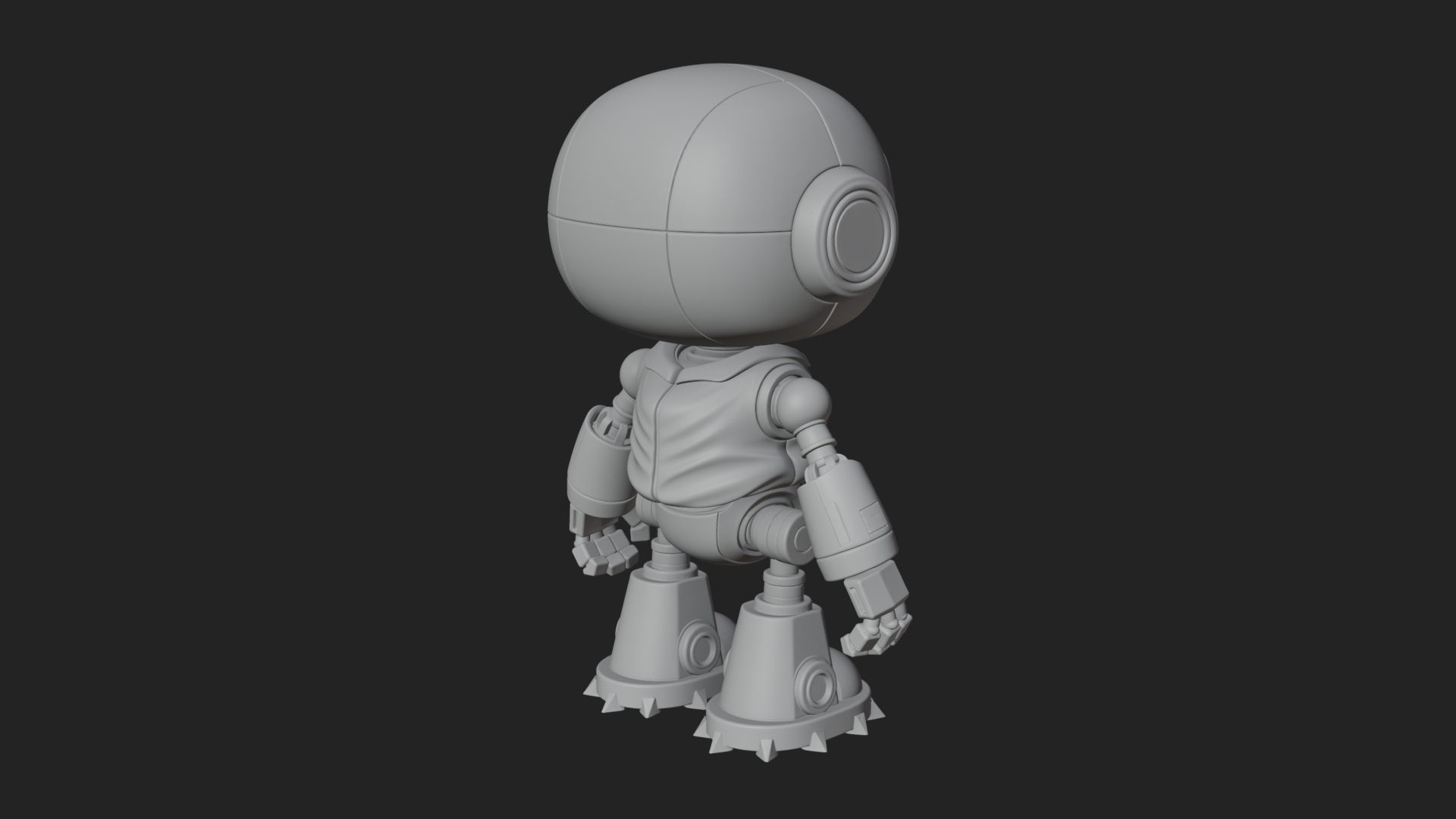 Chibi Round Head Robot Statue Design 3 3D Print Model 3D Model