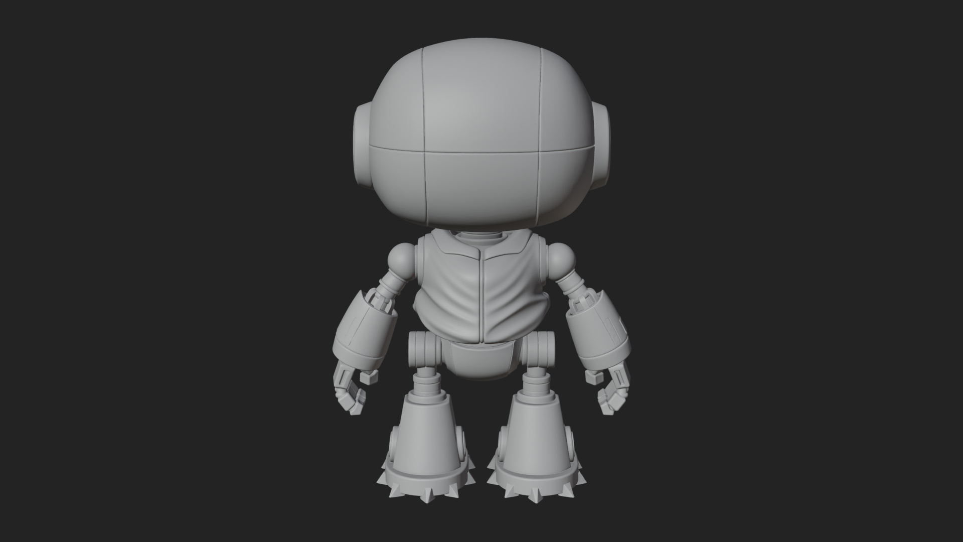 Chibi Round Head Robot Statue Design 3 3D Print Model 3D Model