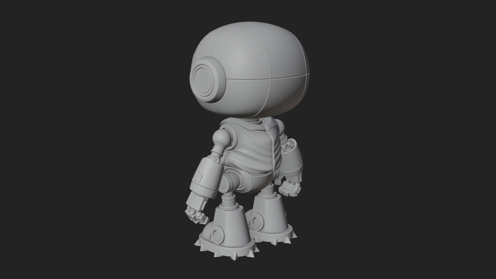 Chibi Round Head Robot Statue Design 3 3D Print Model 3D Model