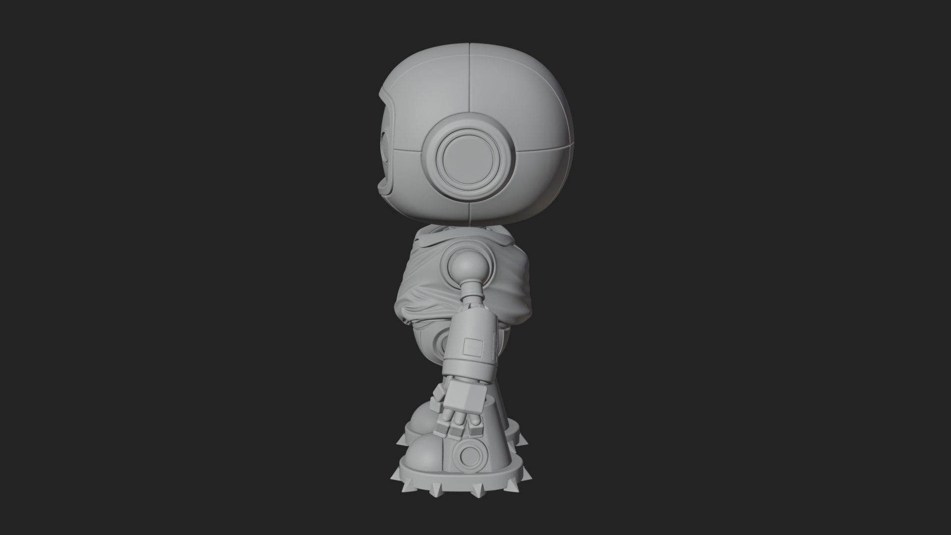 Chibi Round Head Robot Statue Design 3 3D Print Model 3D Model