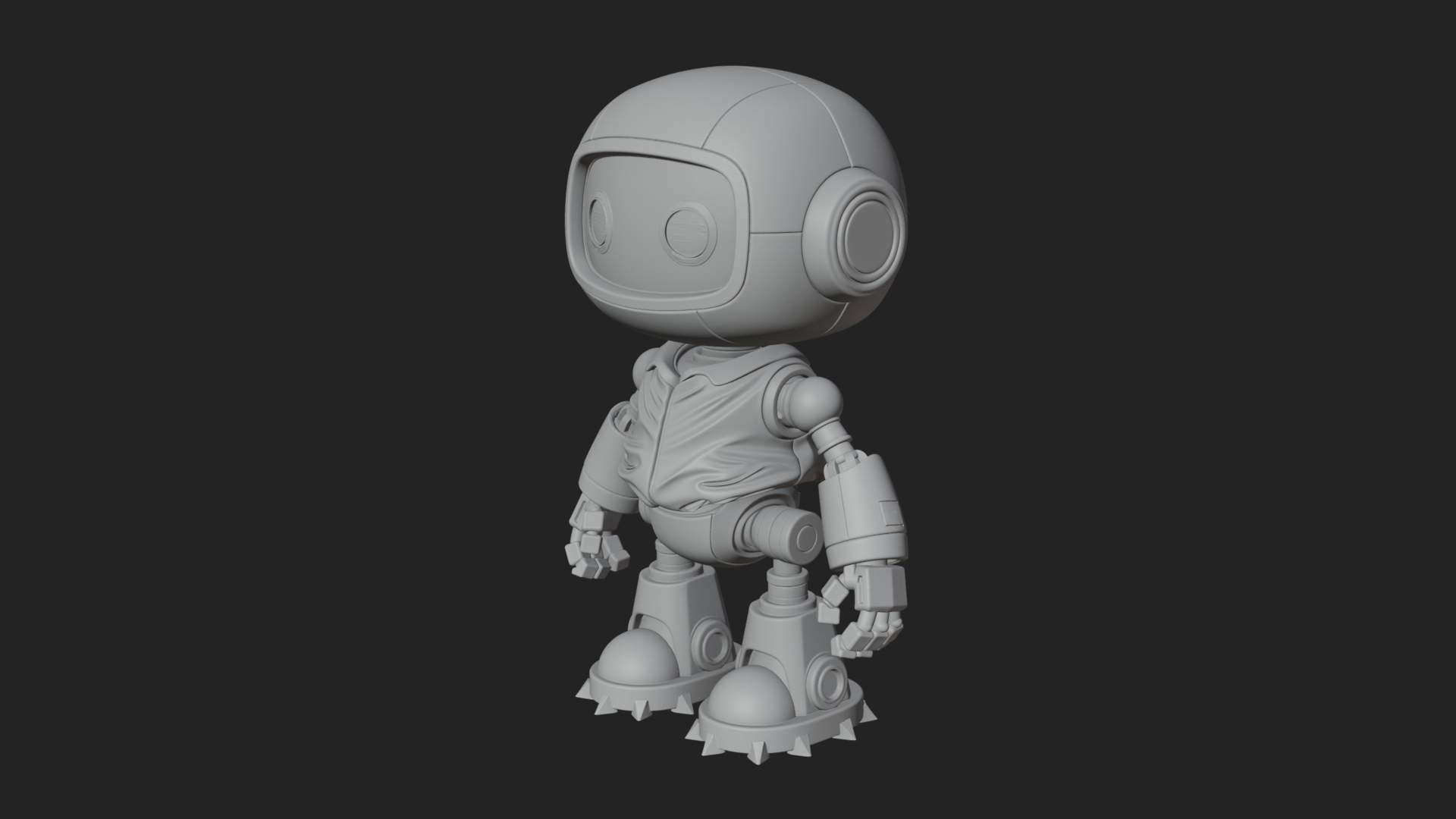 Chibi Round Head Robot Statue Design 3 3D Print Model 3D Model