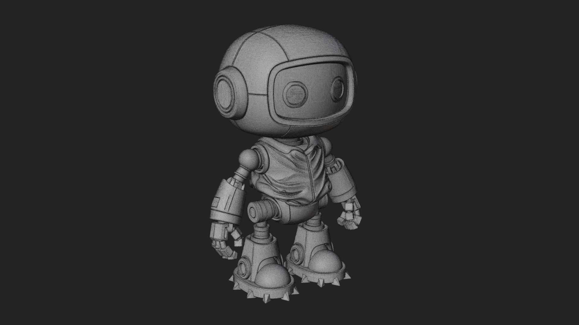 Chibi Round Head Robot Statue Design 3 3D Print Model 3D Model