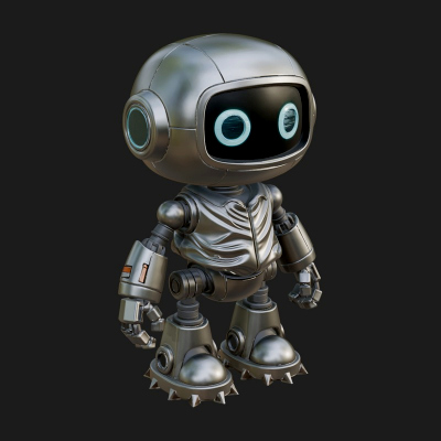 Chibi Round Head Robot Statue Design 3 3D Print Model