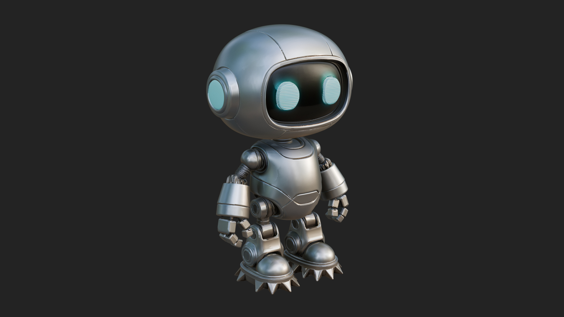 Chibi Round Head Robot Statue Design 4 3D Print Model 3D Model
