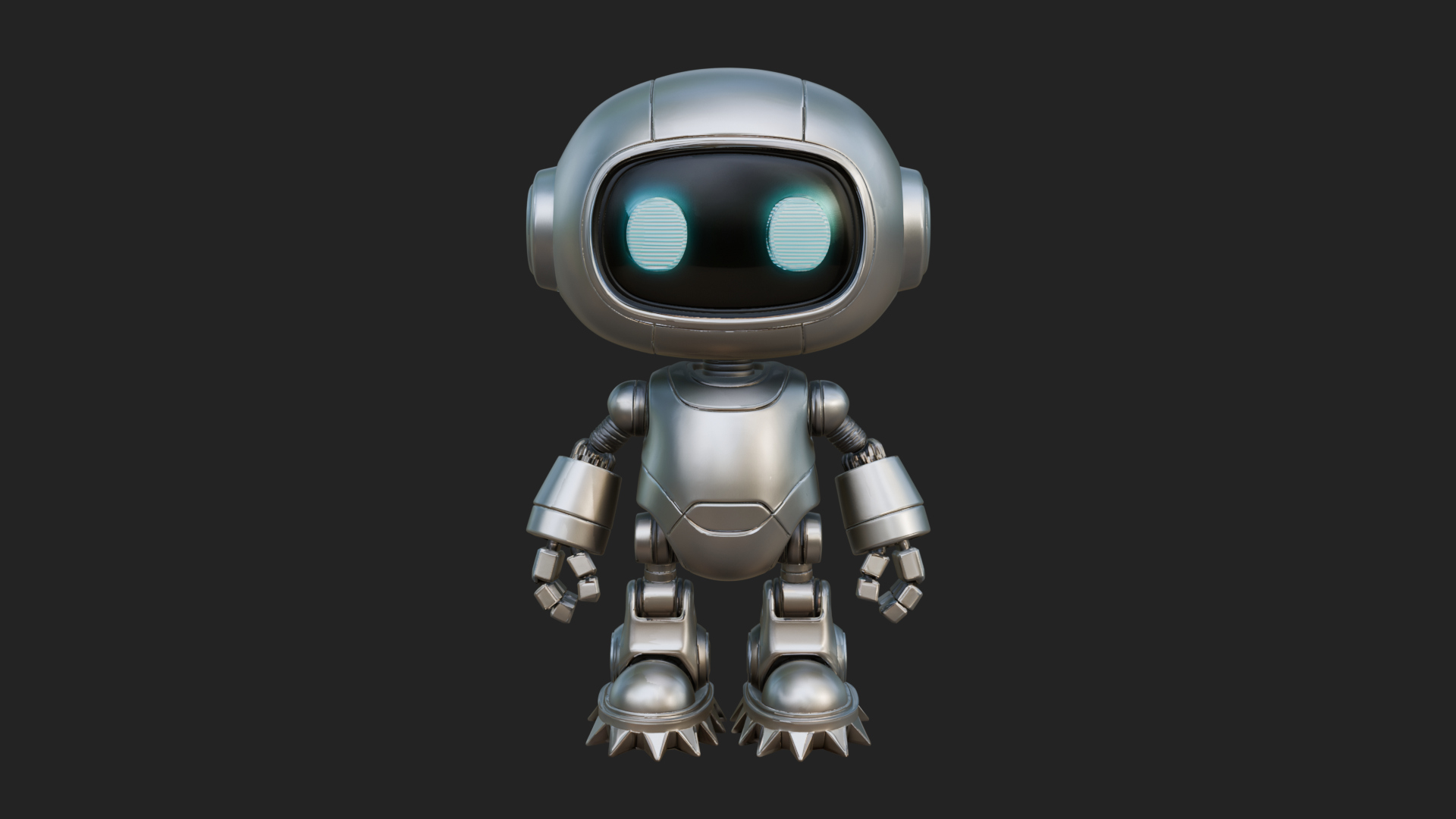 Chibi Round Head Robot Statue Design 4 3D Print Model 3D Model