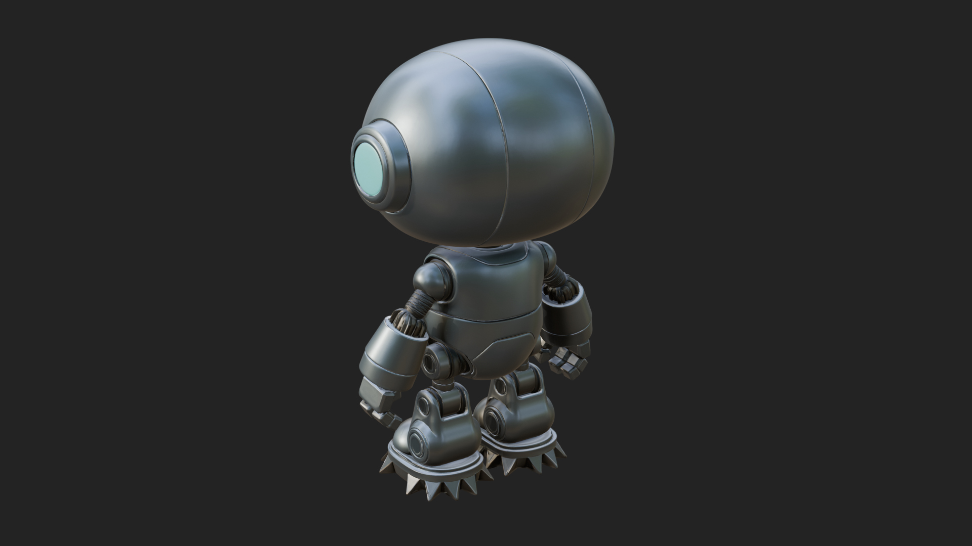 Chibi Round Head Robot Statue Design 4 3D Print Model 3D Model