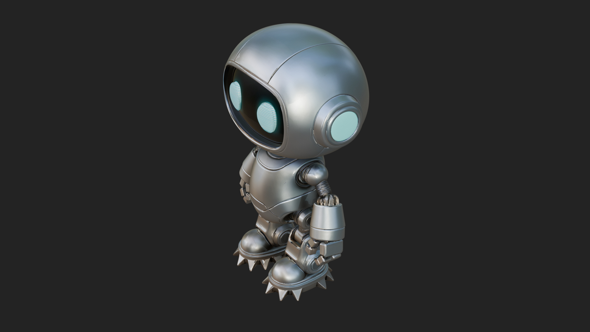 Chibi Round Head Robot Statue Design 4 3D Print Model 3D Model