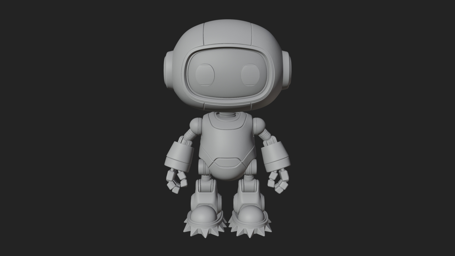 Chibi Round Head Robot Statue Design 4 3D Print Model 3D Model