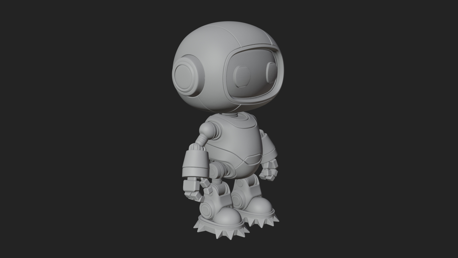 Chibi Round Head Robot Statue Design 4 3D Print Model 3D Model