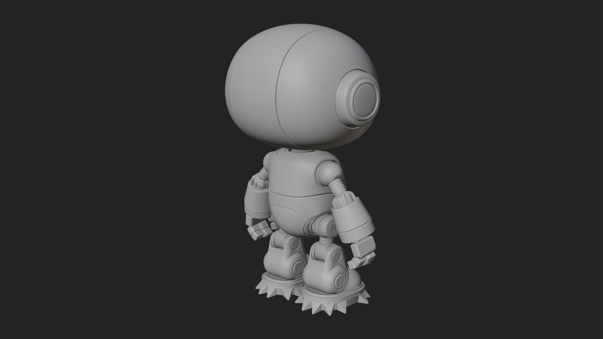 Chibi Round Head Robot Statue Design 4 3D Print Model 3D Model