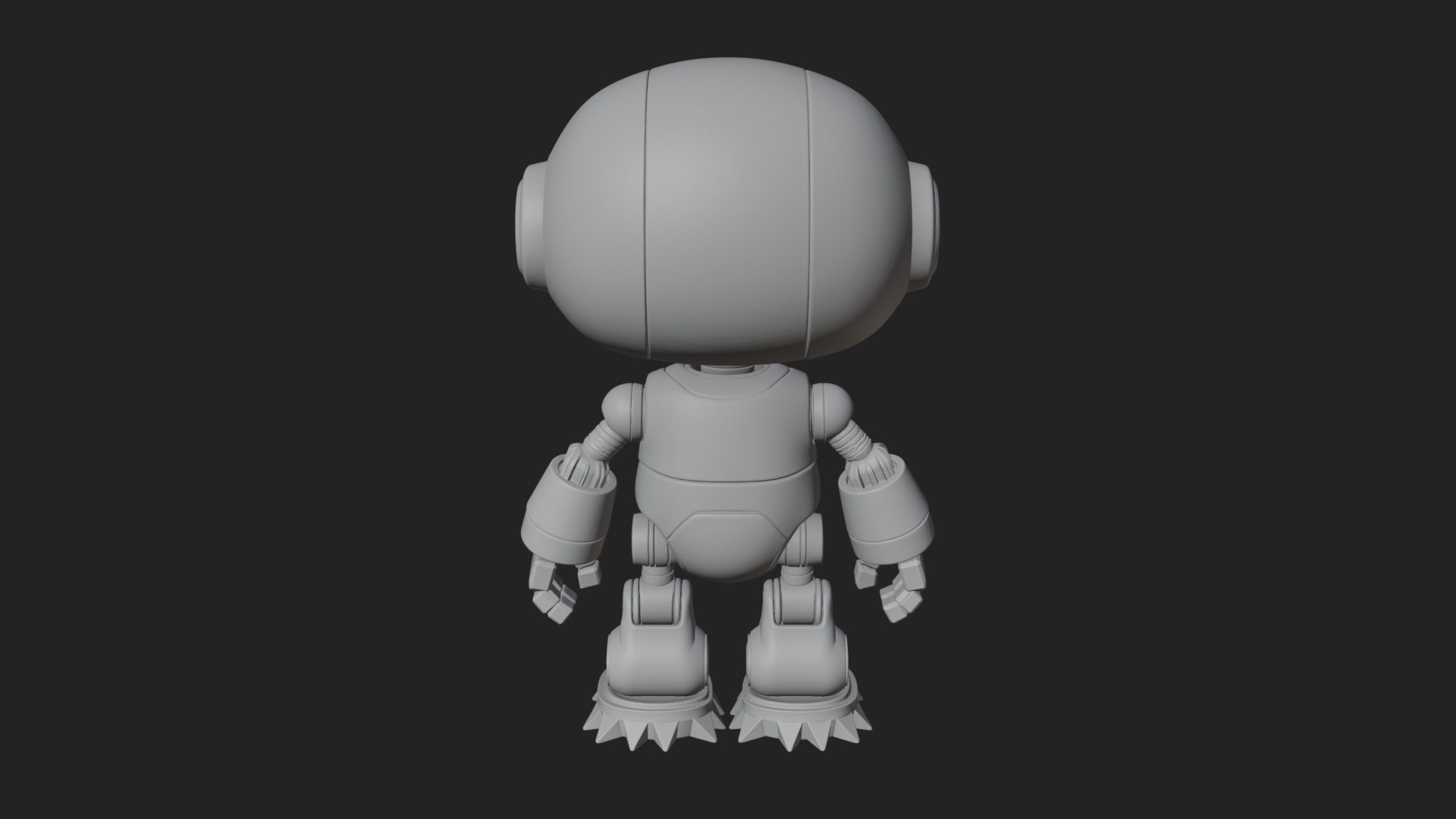 Chibi Round Head Robot Statue Design 4 3D Print Model 3D Model