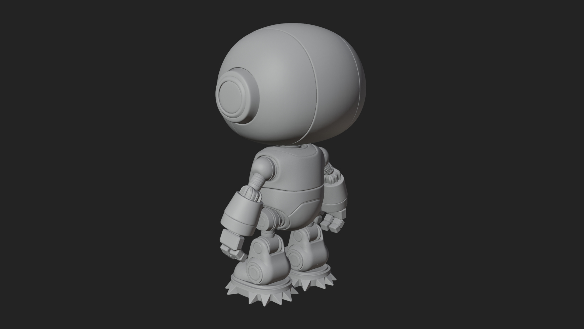 Chibi Round Head Robot Statue Design 4 3D Print Model 3D Model