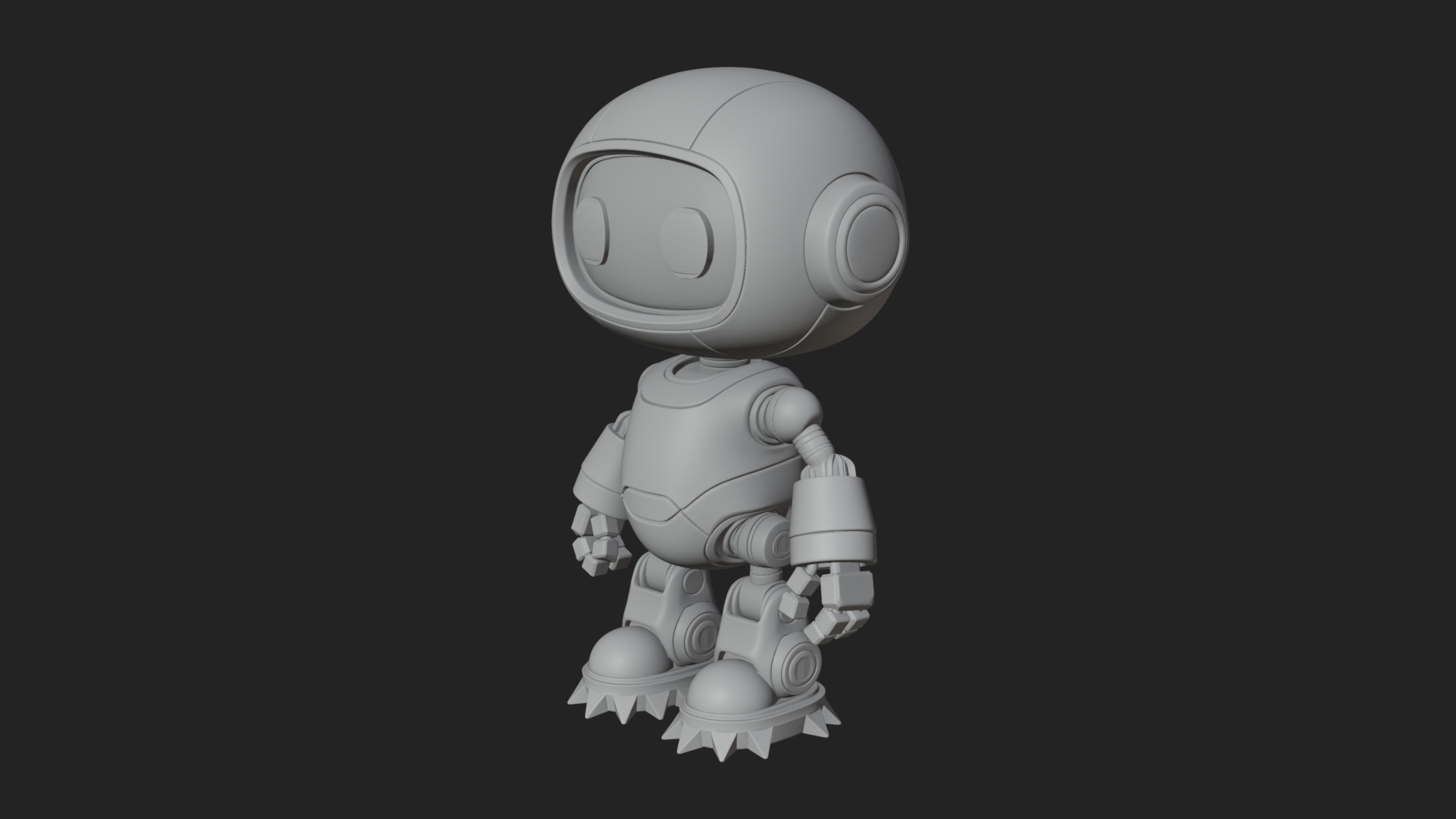 Chibi Round Head Robot Statue Design 4 3D Print Model 3D Model