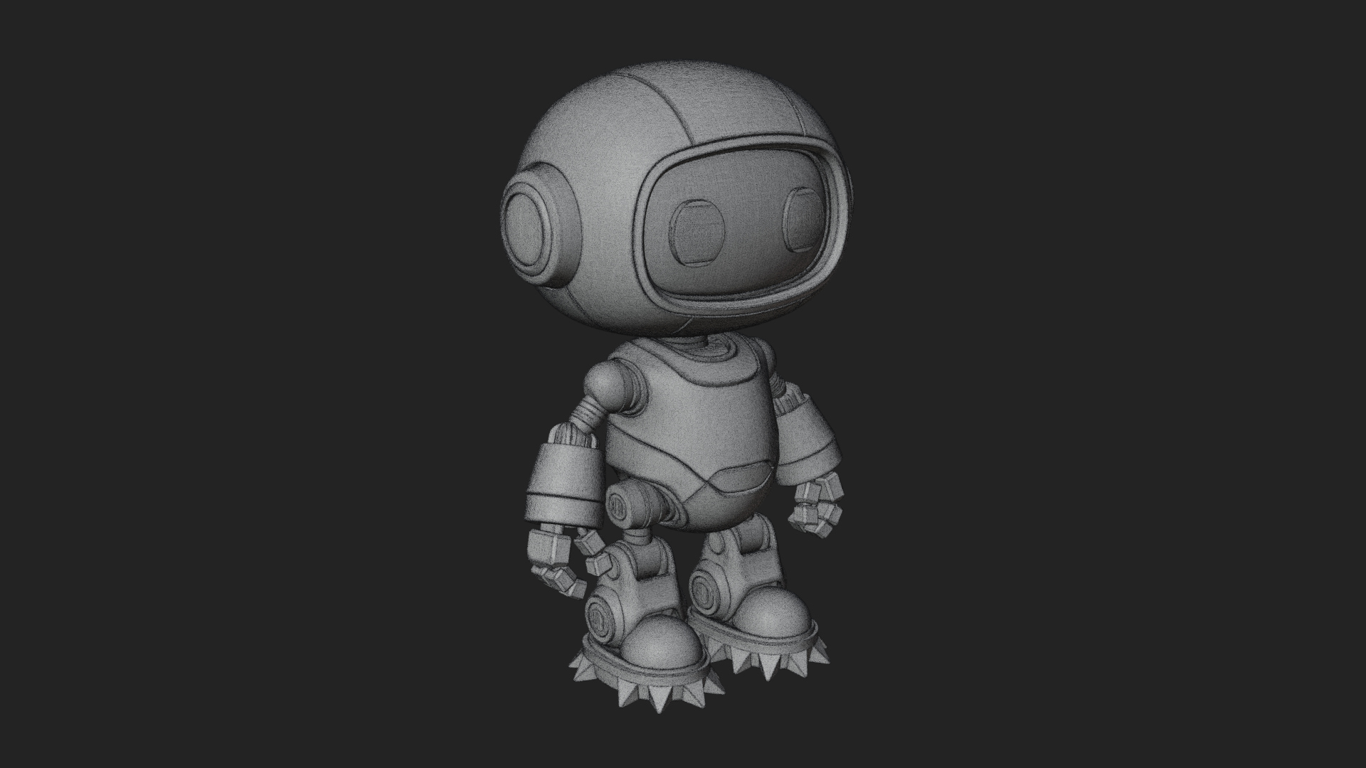 Chibi Round Head Robot Statue Design 4 3D Print Model 3D Model