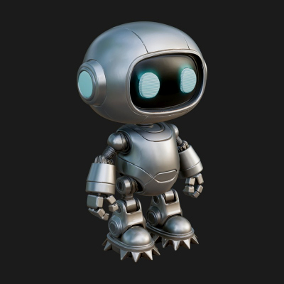 Chibi Round Head Robot Statue Design 4 3D Print Model