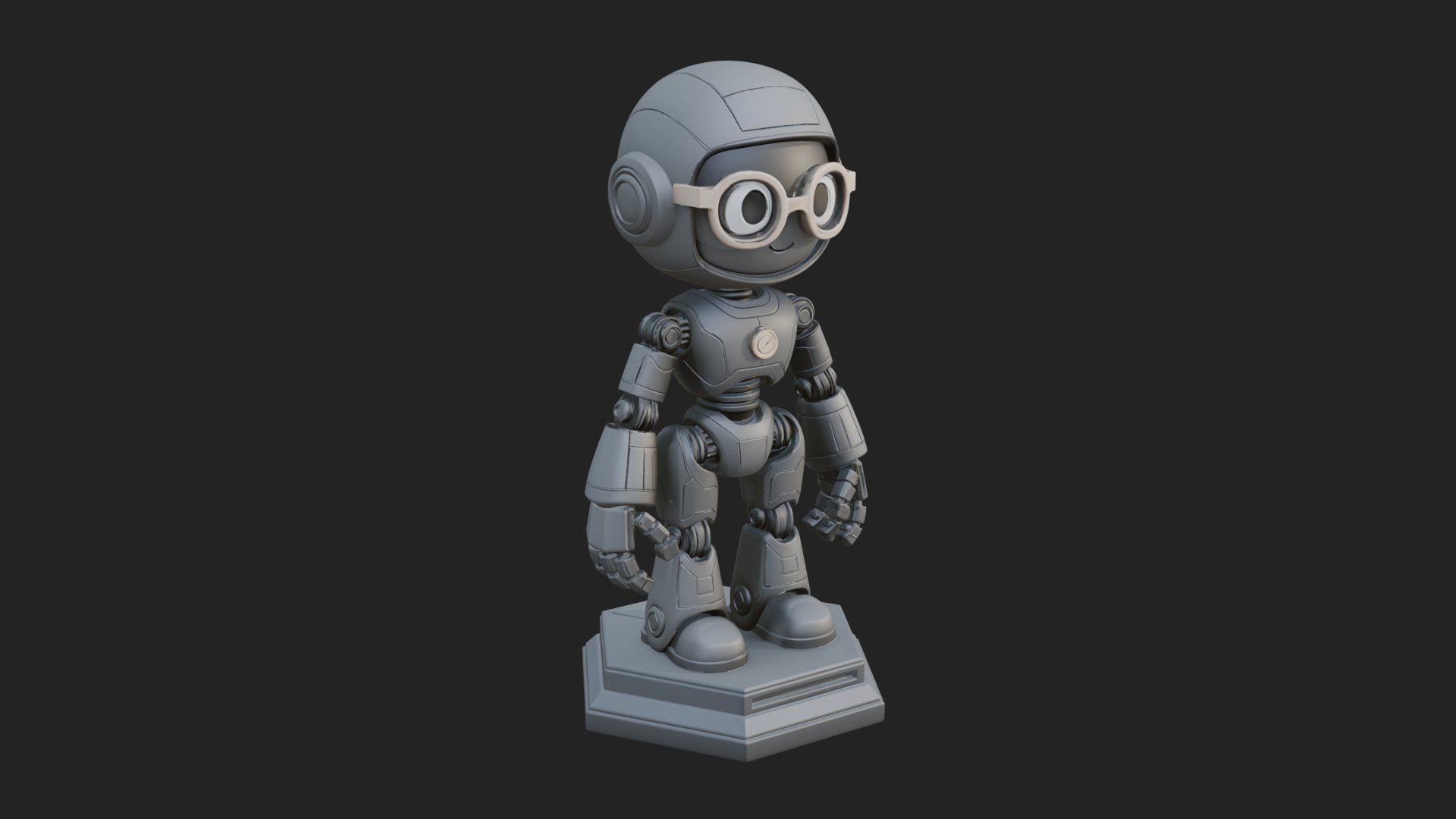 Chibi Round Head Robot Statue Design 5 3D Print Model 3D Model