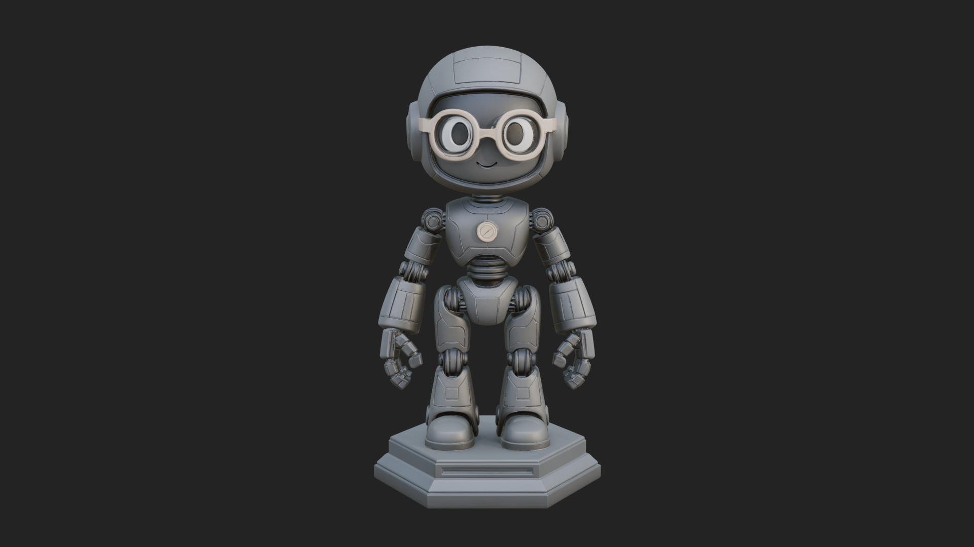 Chibi Round Head Robot Statue Design 5 3D Print Model 3D Model