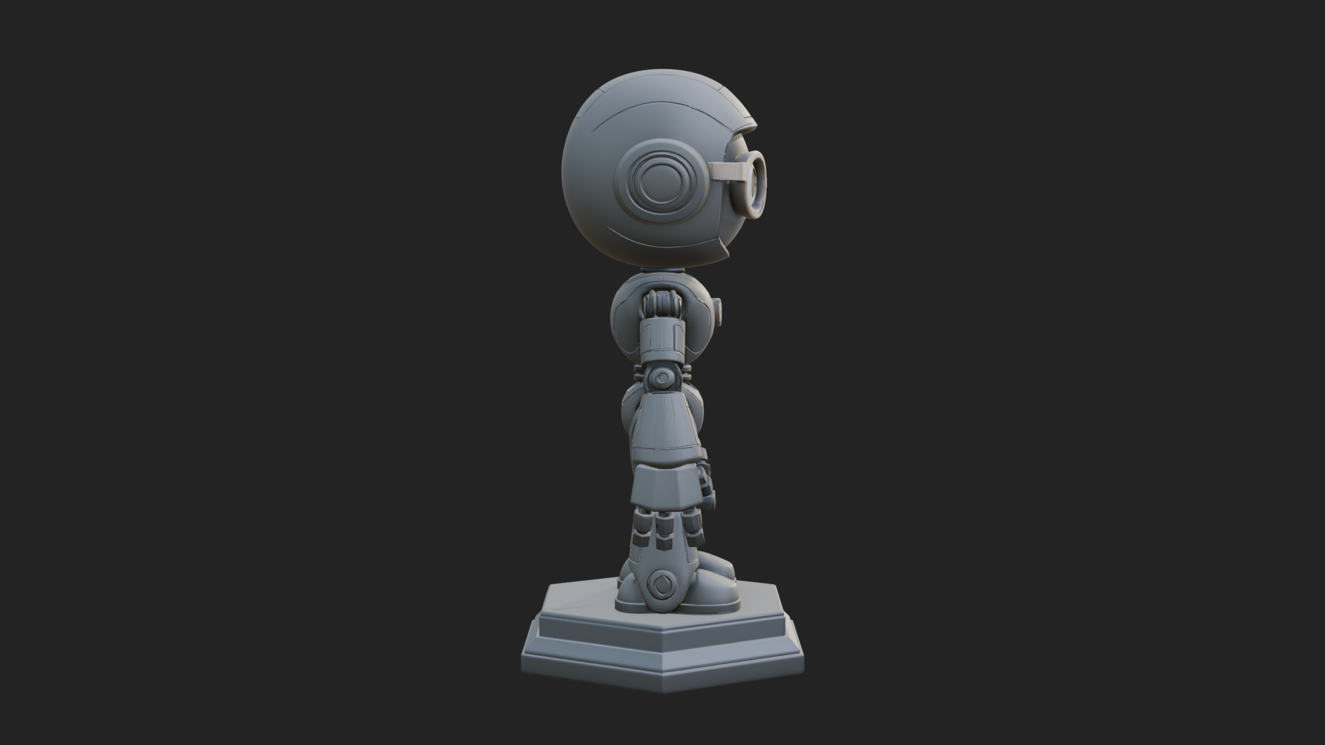Chibi Round Head Robot Statue Design 5 3D Print Model 3D Model