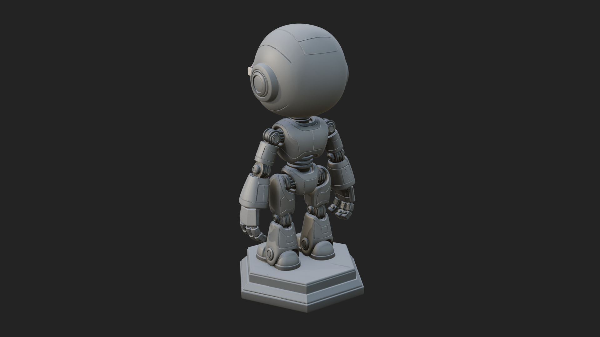 Chibi Round Head Robot Statue Design 5 3D Print Model 3D Model