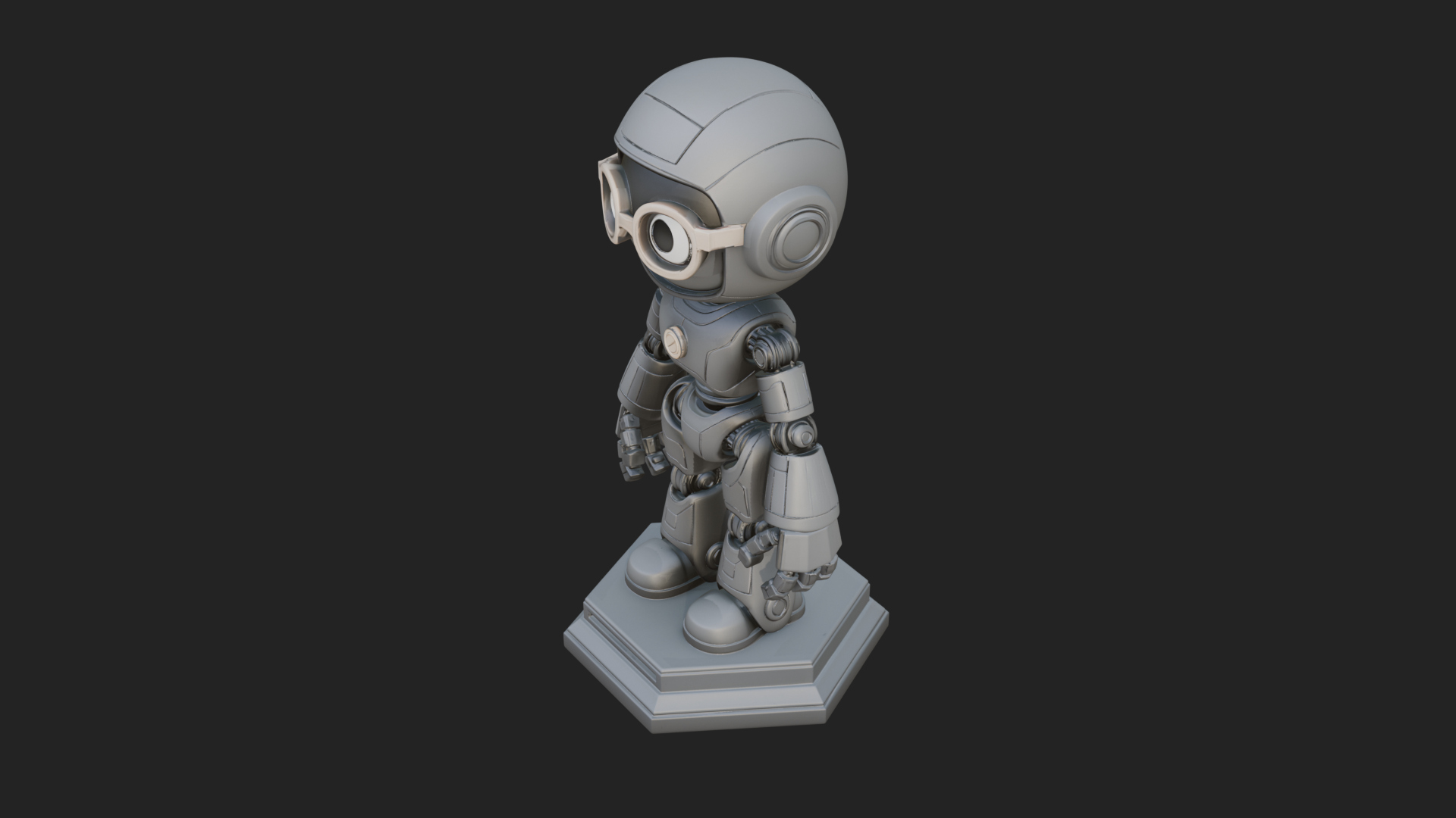 Chibi Round Head Robot Statue Design 5 3D Print Model 3D Model