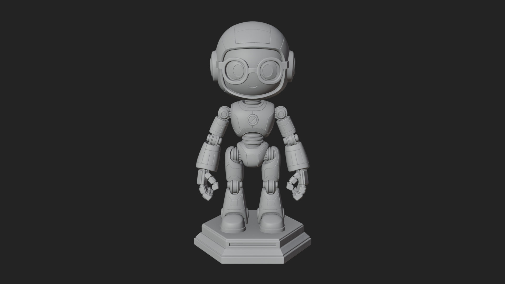 Chibi Round Head Robot Statue Design 5 3D Print Model 3D Model