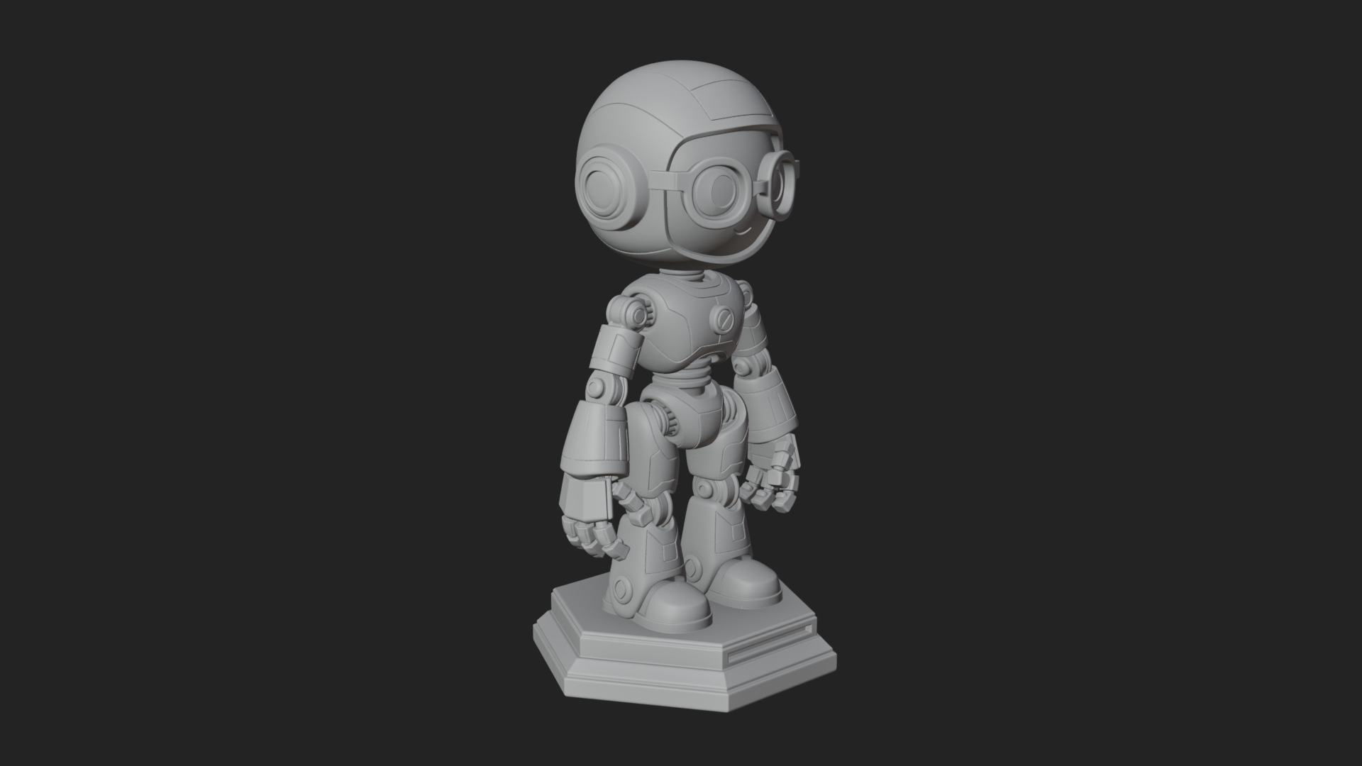 Chibi Round Head Robot Statue Design 5 3D Print Model 3D Model