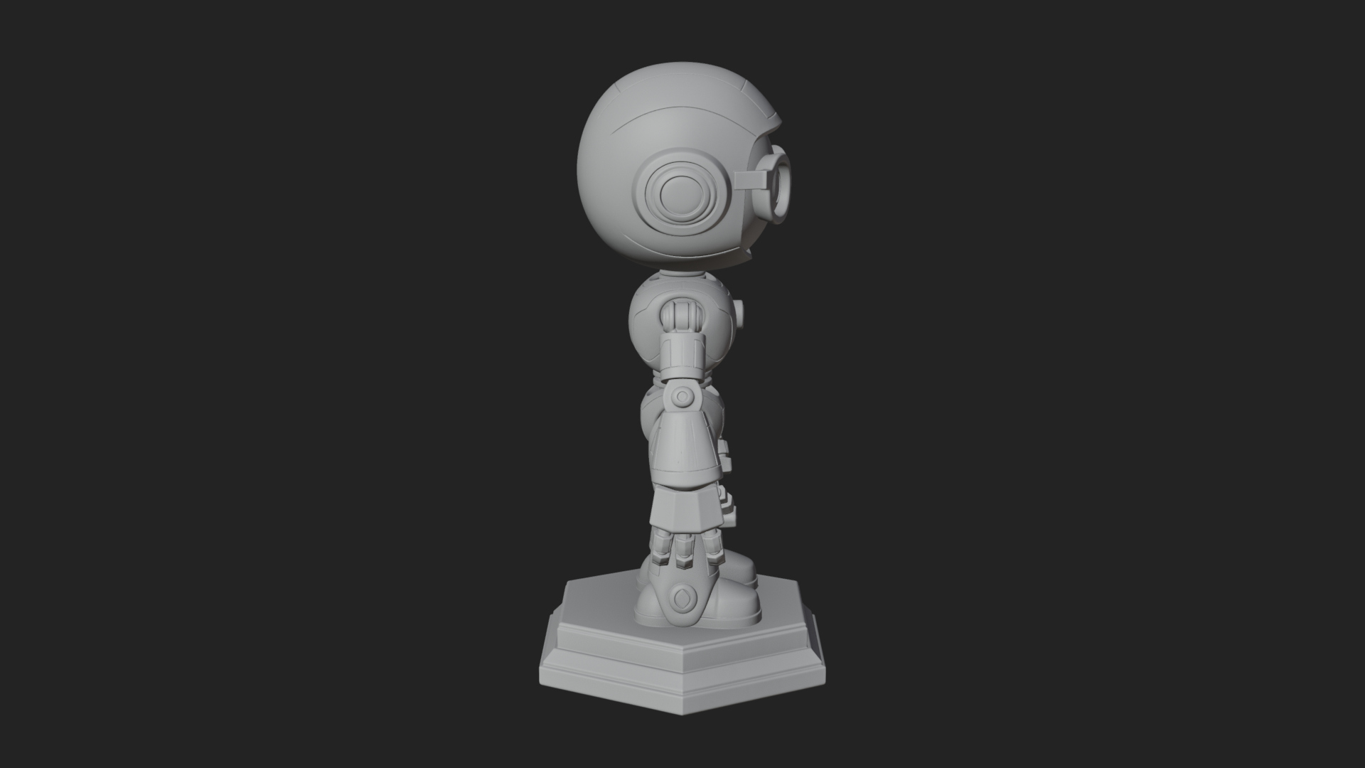 Chibi Round Head Robot Statue Design 5 3D Print Model 3D Model