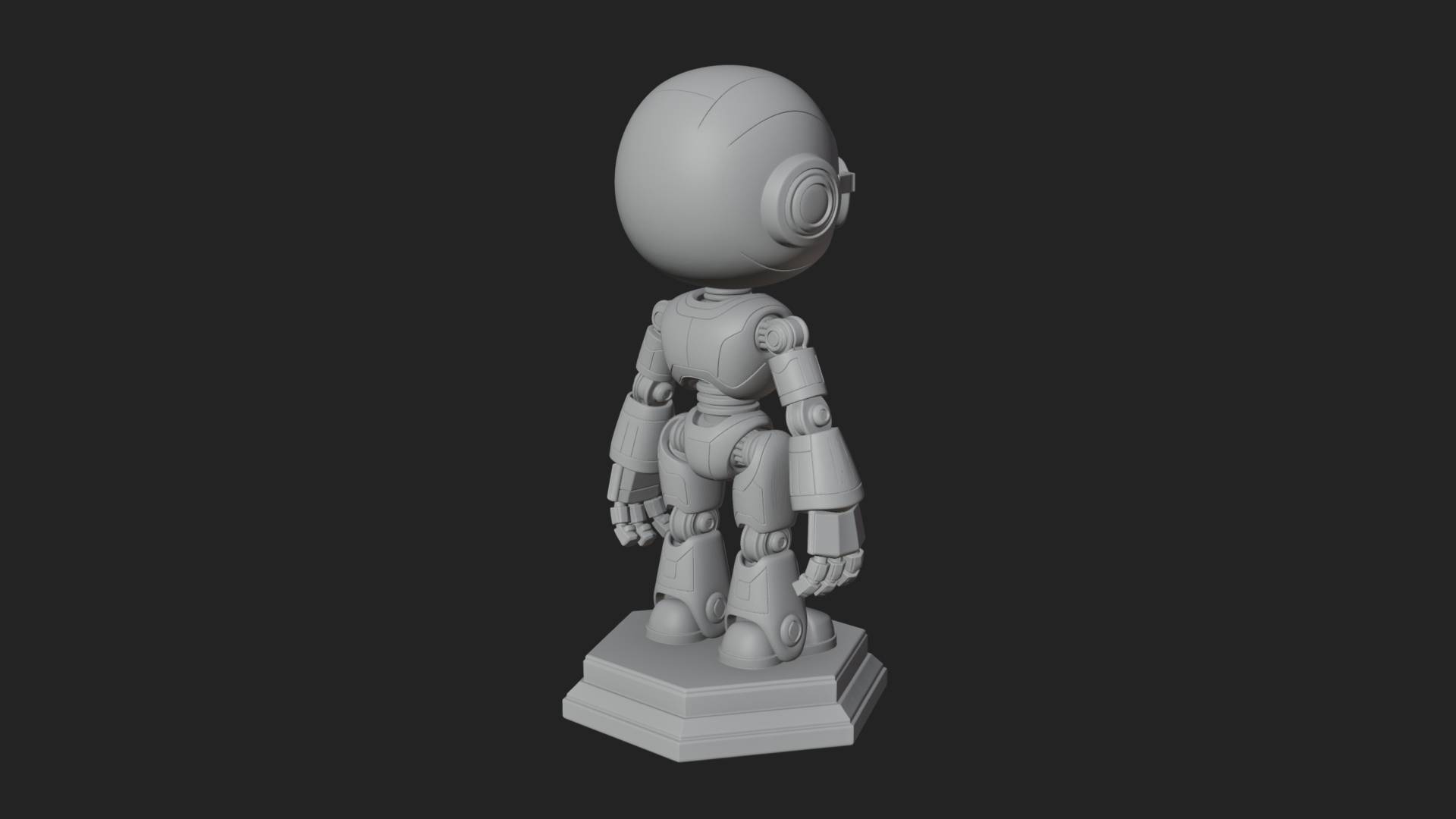 Chibi Round Head Robot Statue Design 5 3D Print Model 3D Model