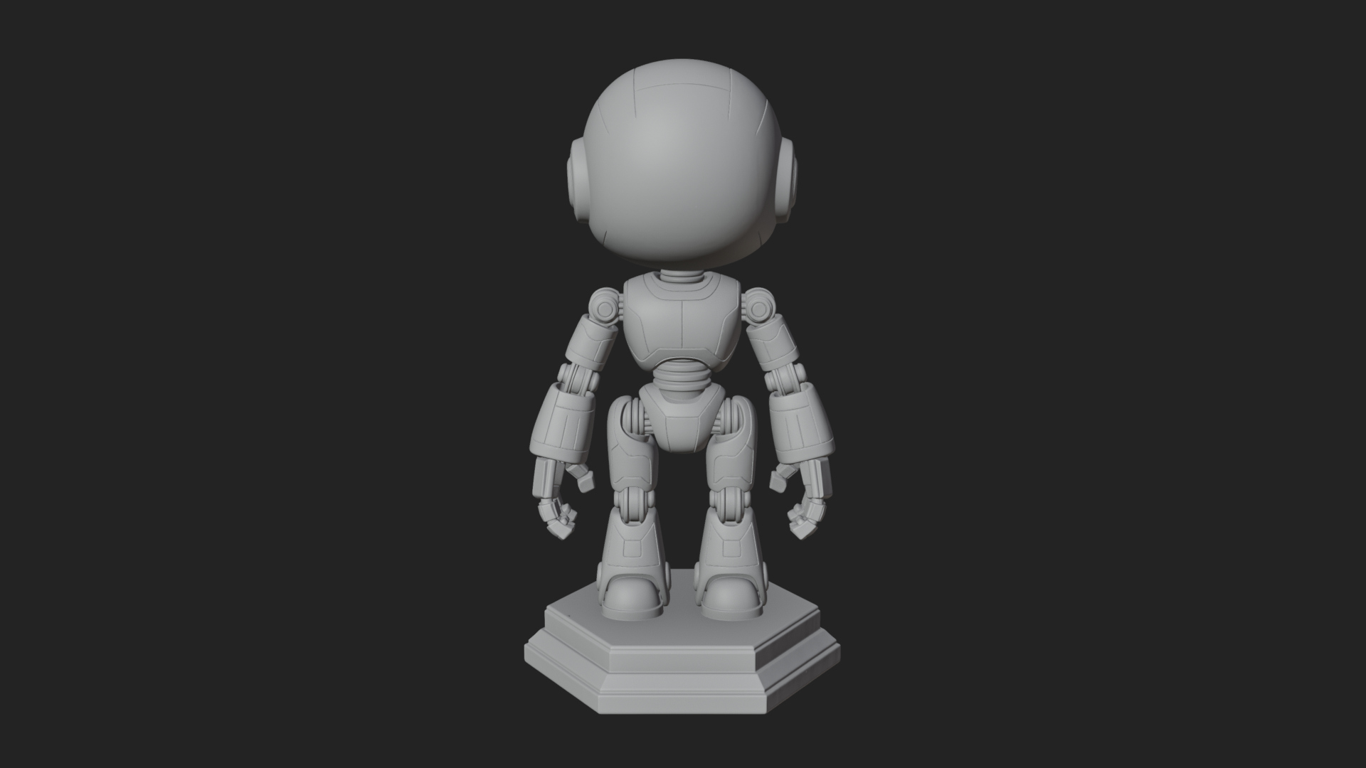 Chibi Round Head Robot Statue Design 5 3D Print Model 3D Model