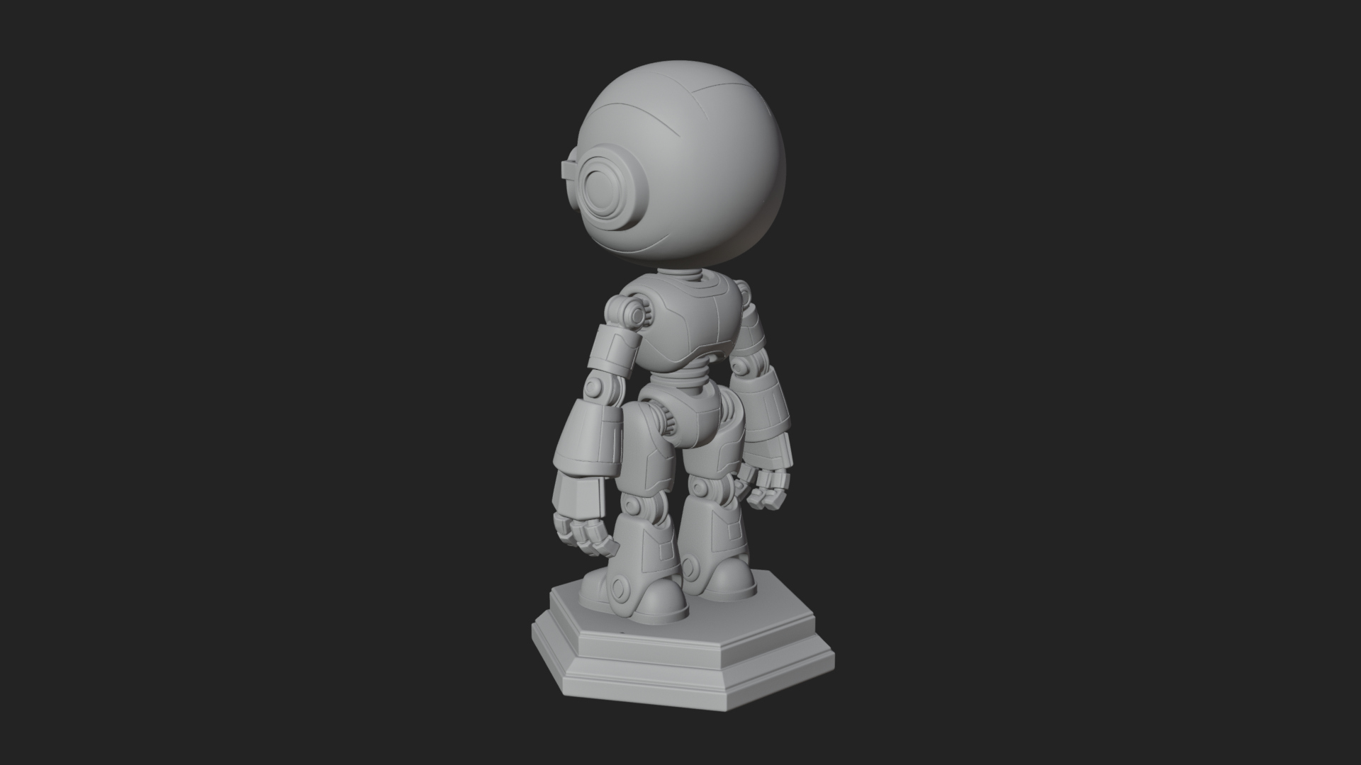 Chibi Round Head Robot Statue Design 5 3D Print Model 3D Model