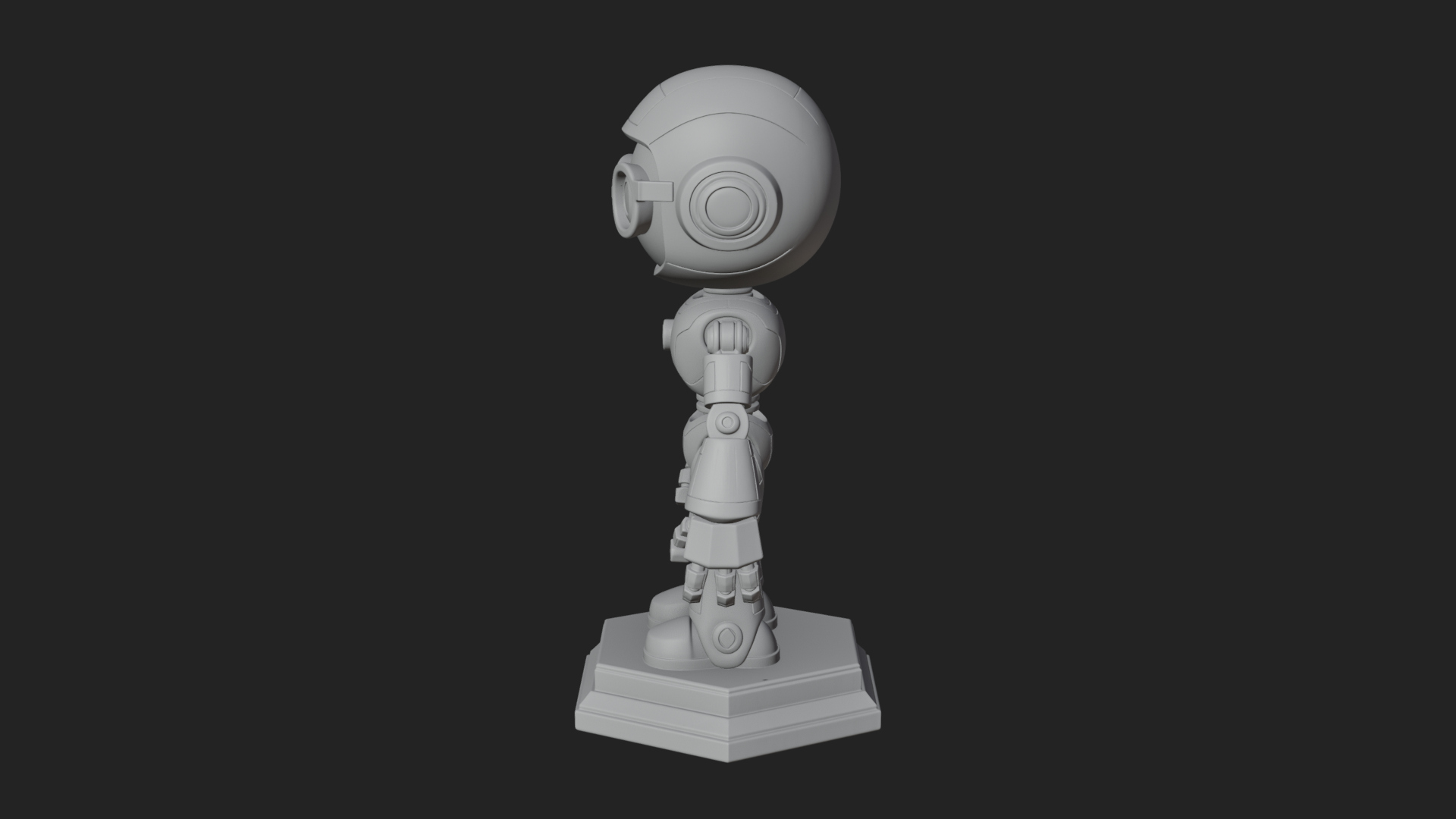 Chibi Round Head Robot Statue Design 5 3D Print Model 3D Model