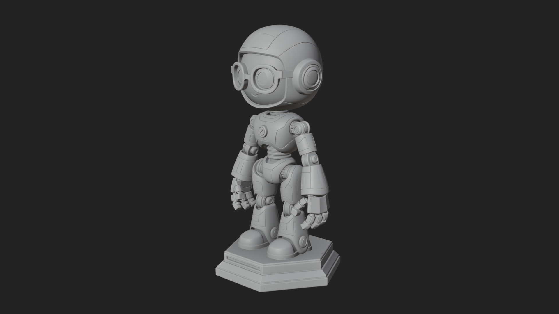 Chibi Round Head Robot Statue Design 5 3D Print Model 3D Model