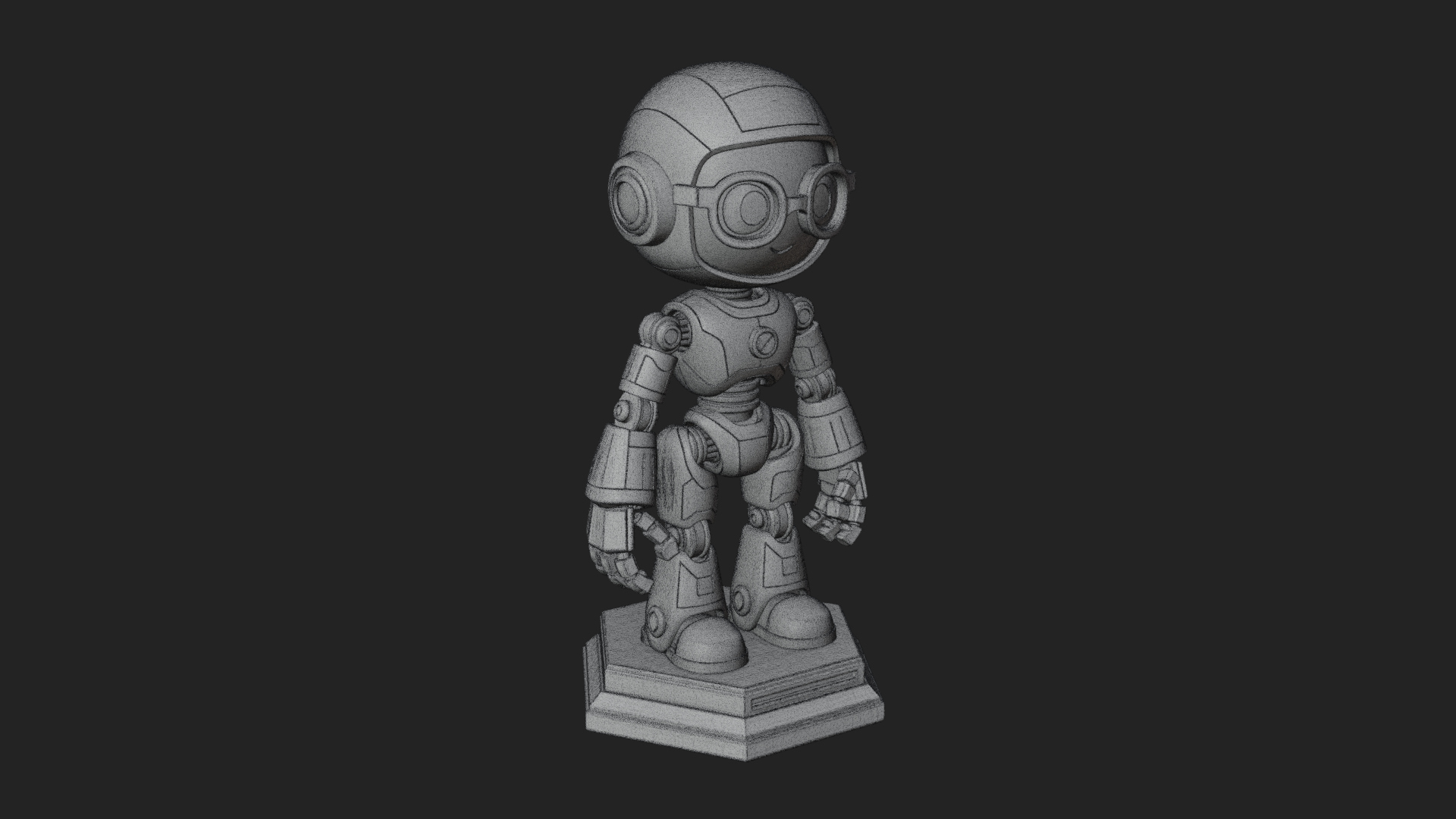 Chibi Round Head Robot Statue Design 5 3D Print Model 3D Model