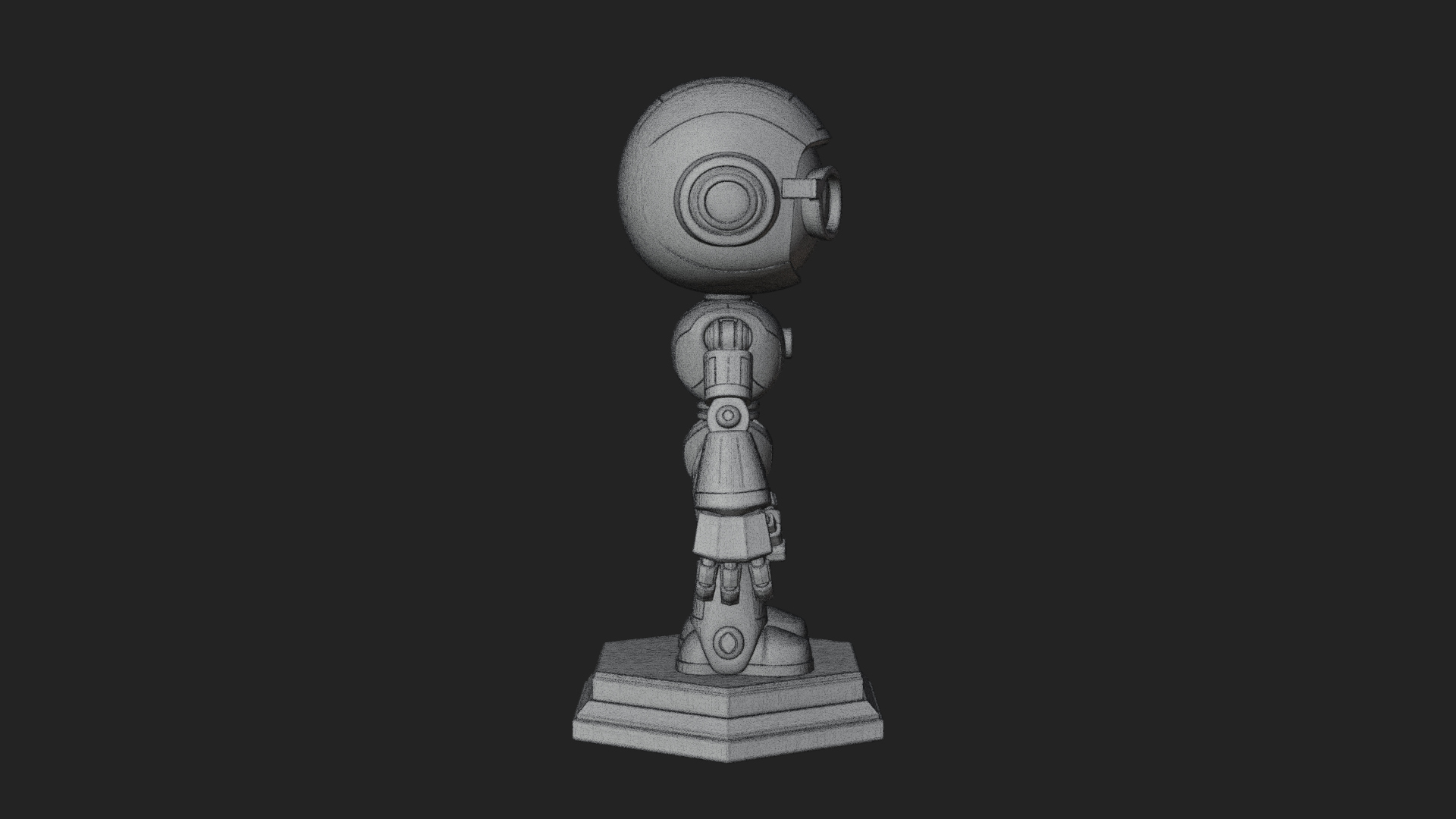 Chibi Round Head Robot Statue Design 5 3D Print Model 3D Model