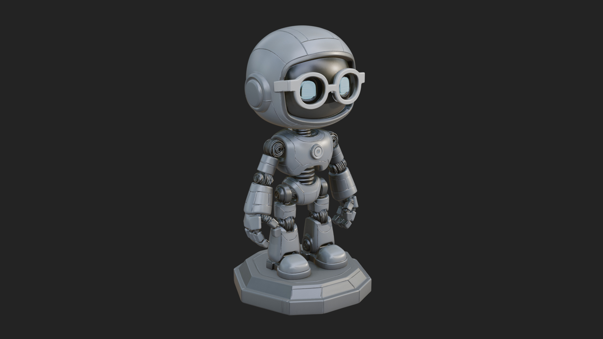 Chibi Round Head Robot Statue Design 6 3D Print Model 3D Model