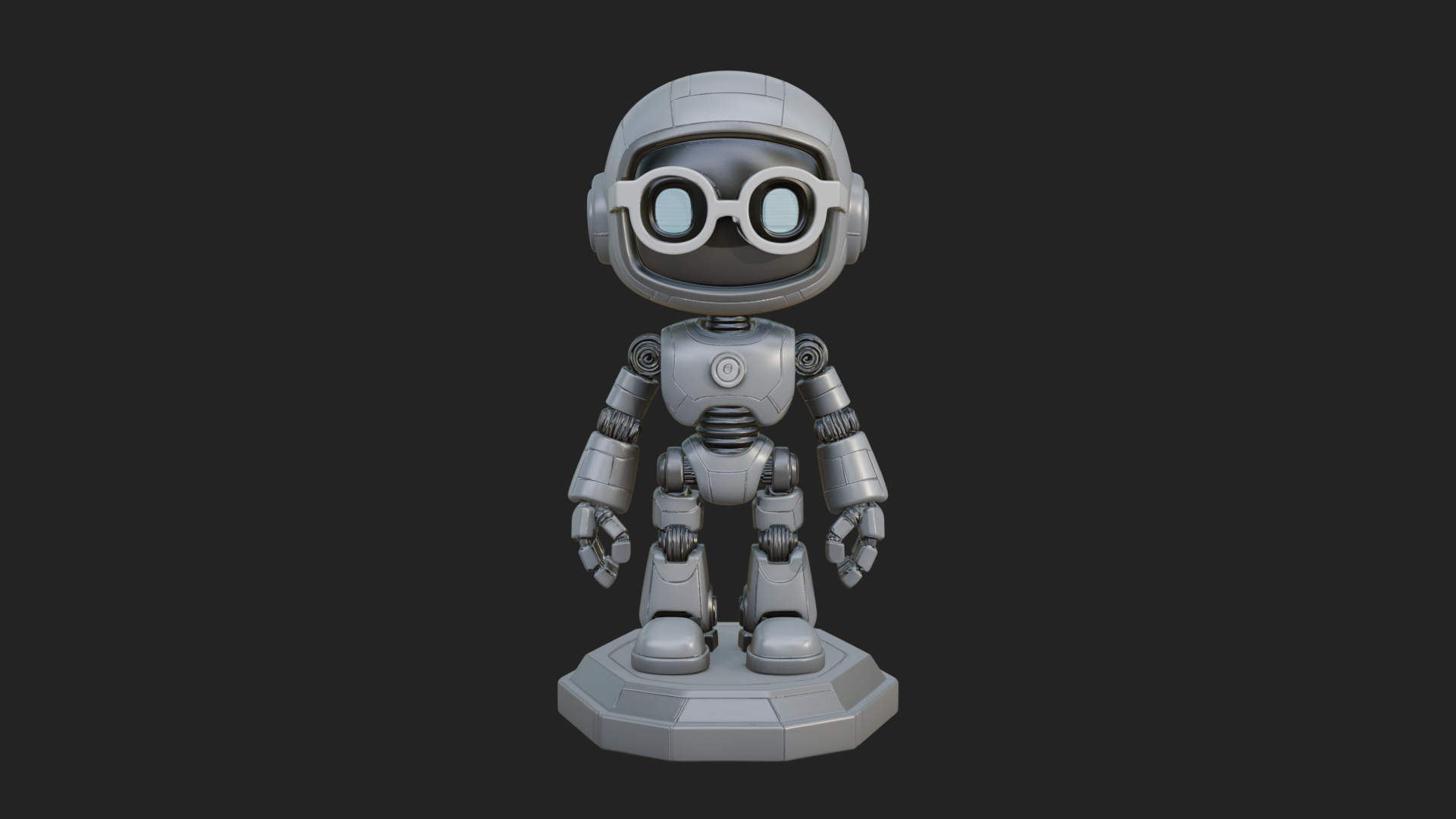 Chibi Round Head Robot Statue Design 6 3D Print Model 3D Model