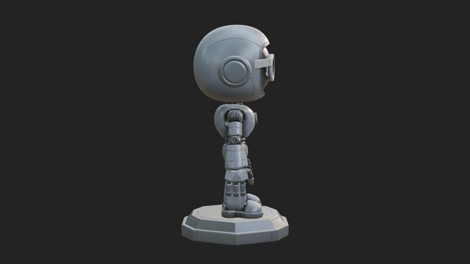 Chibi Round Head Robot Statue Design 6 3D Print Model 3D Model