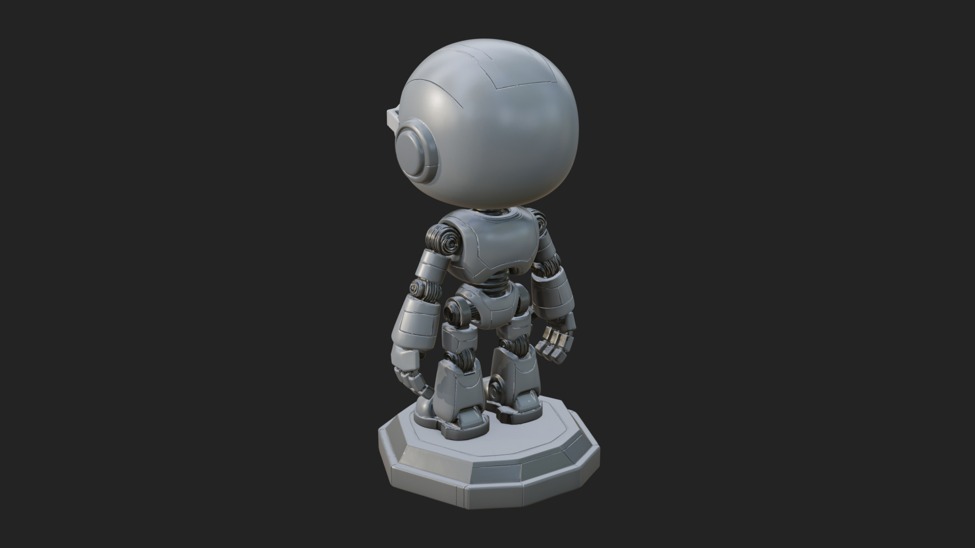 Chibi Round Head Robot Statue Design 6 3D Print Model 3D Model
