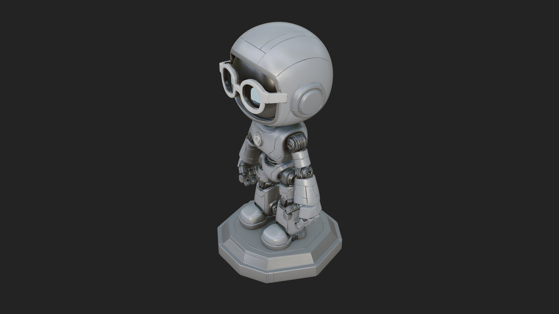 Chibi Round Head Robot Statue Design 6 3D Print Model 3D Model