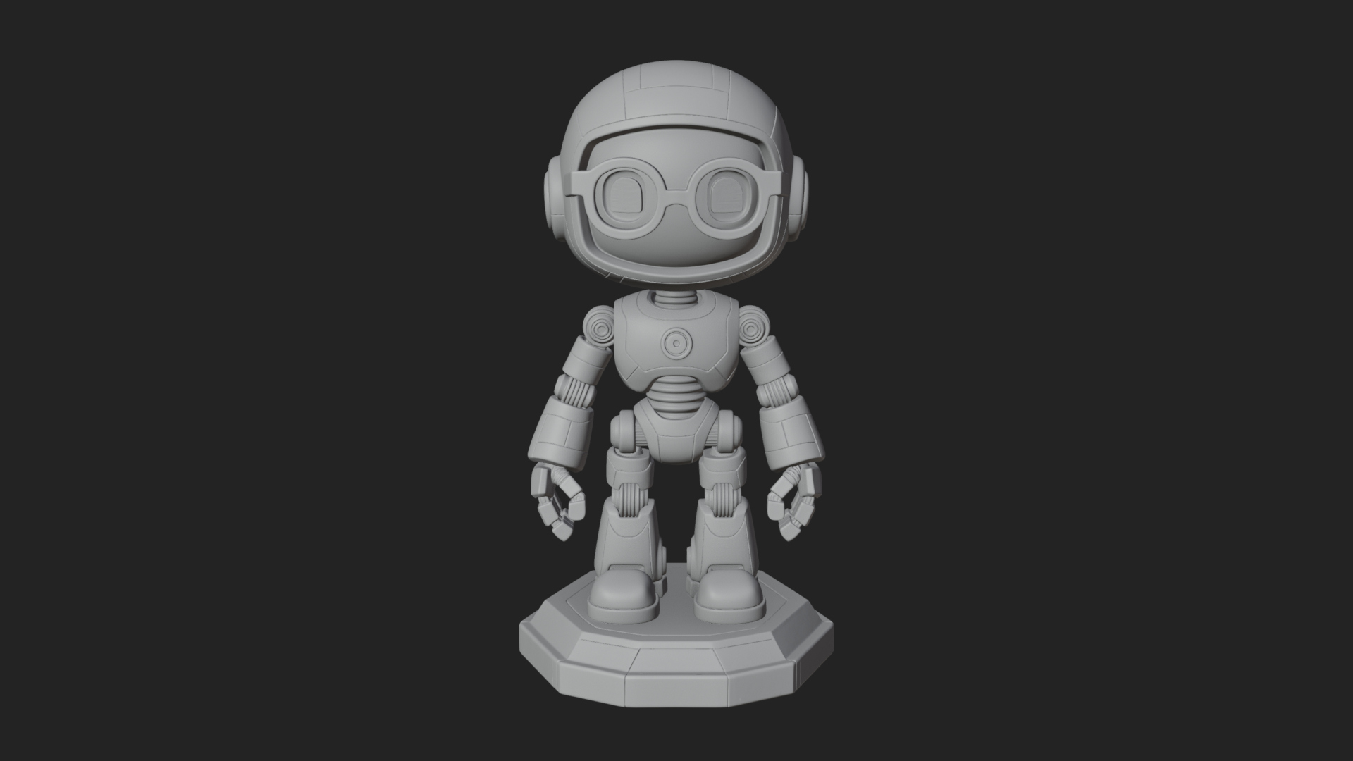 Chibi Round Head Robot Statue Design 6 3D Print Model 3D Model