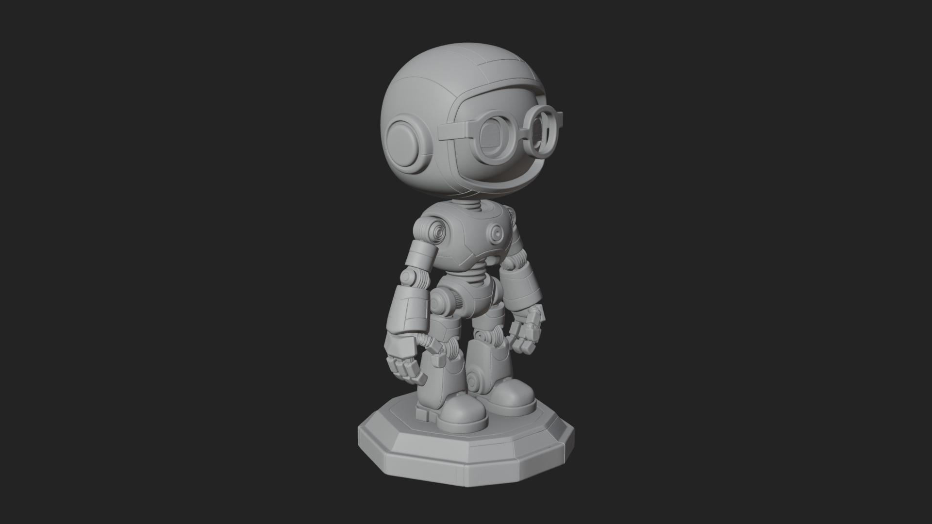 Chibi Round Head Robot Statue Design 6 3D Print Model 3D Model