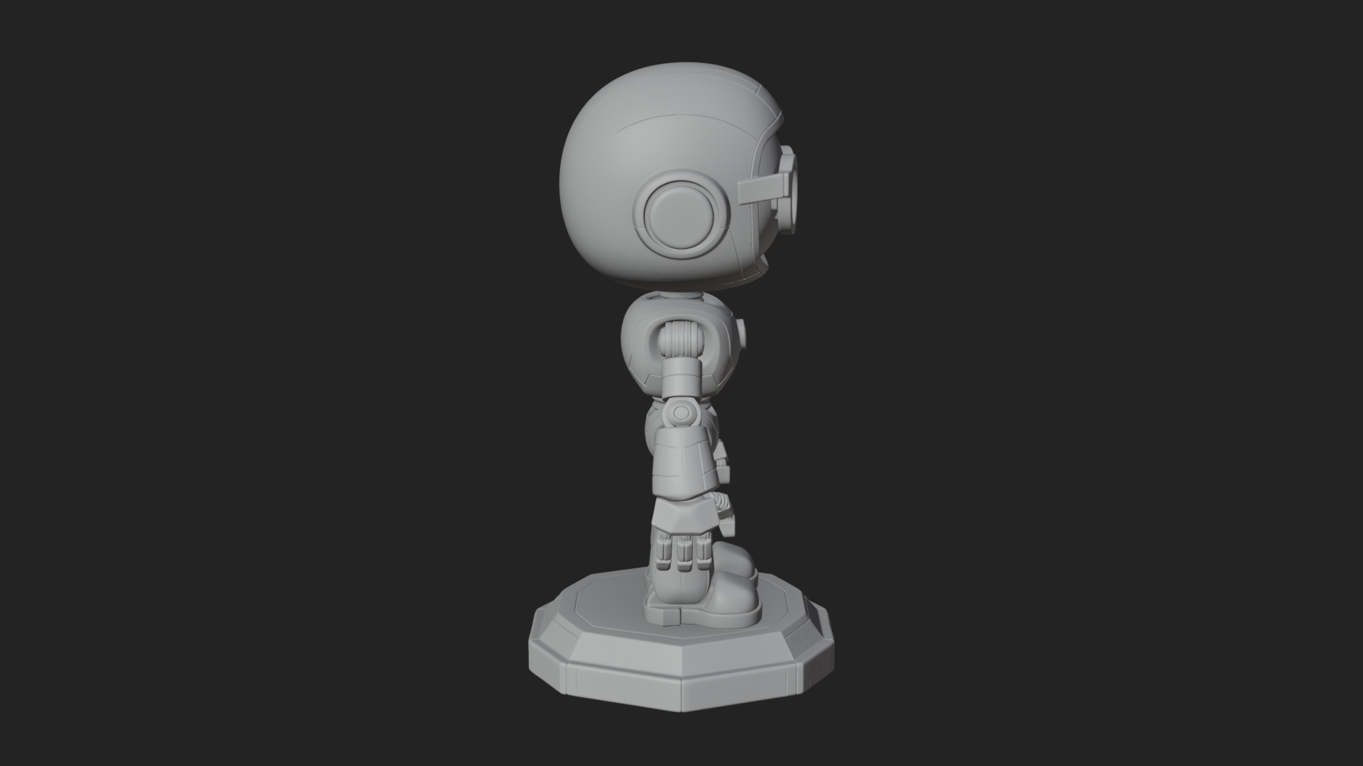 Chibi Round Head Robot Statue Design 6 3D Print Model 3D Model