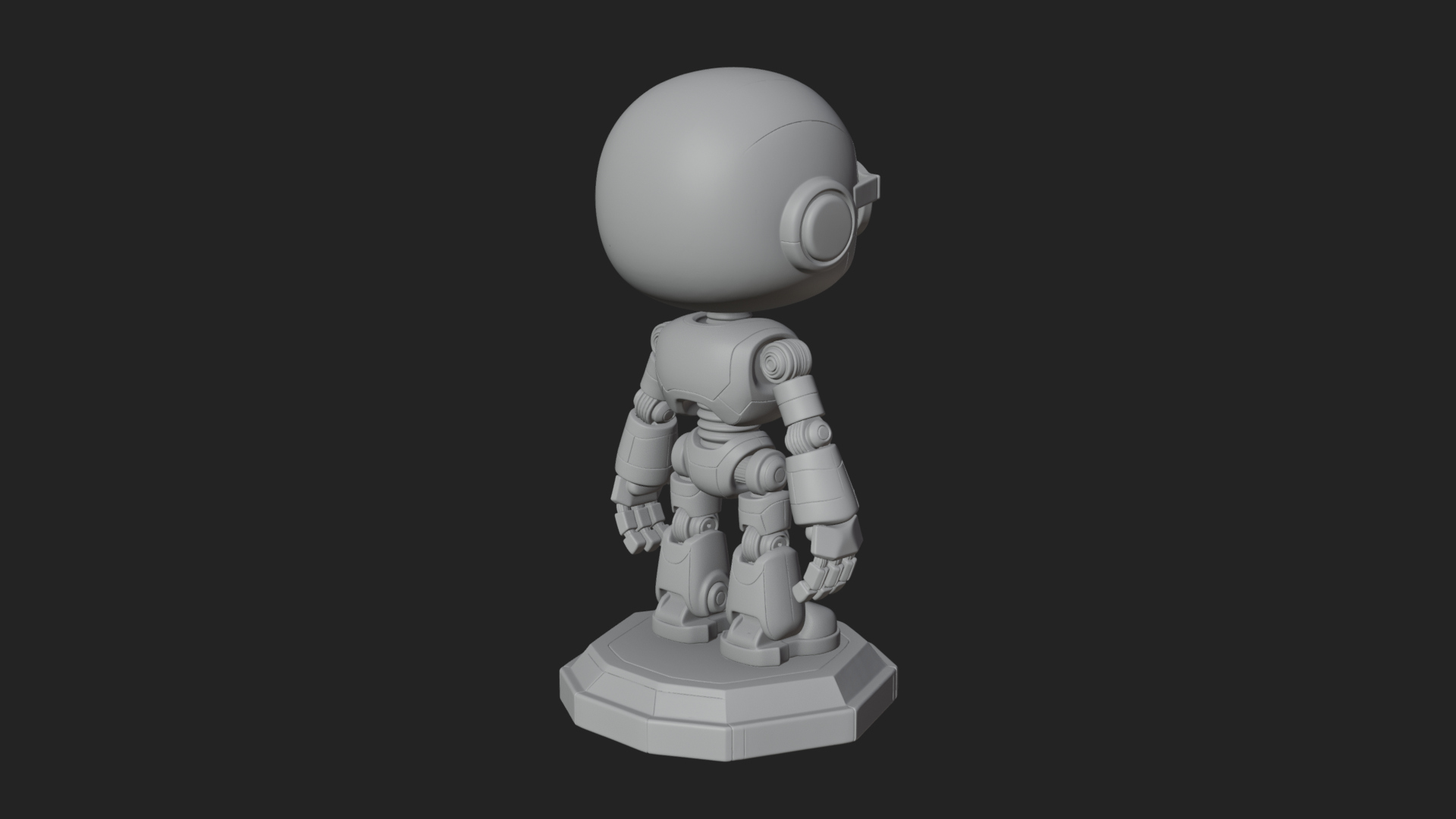 Chibi Round Head Robot Statue Design 6 3D Print Model 3D Model