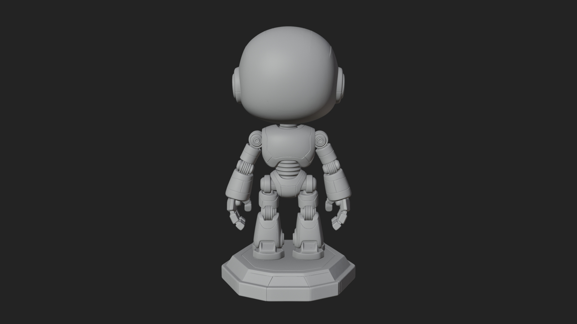 Chibi Round Head Robot Statue Design 6 3D Print Model 3D Model