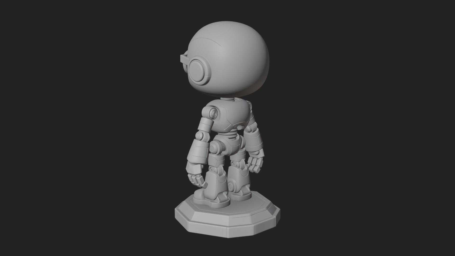 Chibi Round Head Robot Statue Design 6 3D Print Model 3D Model